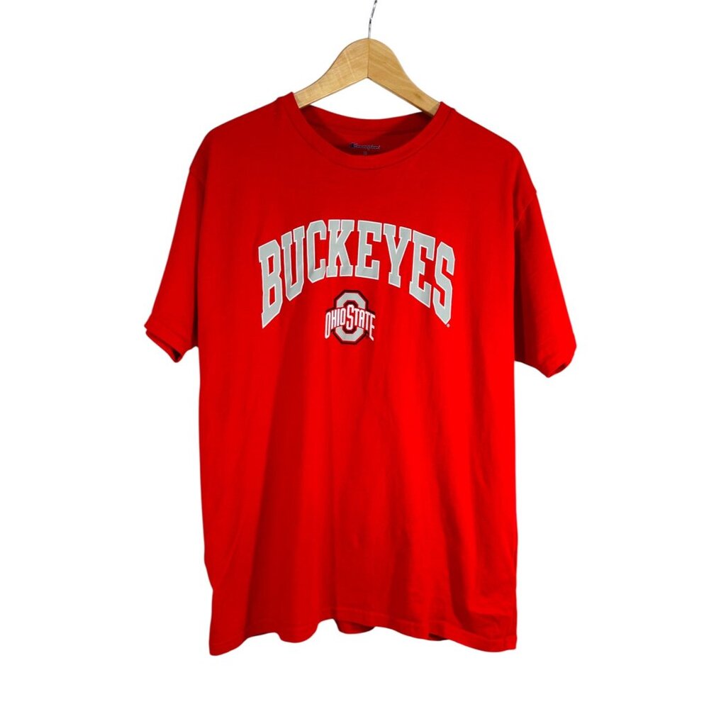 Ohio State Buckeyes Red Champion T-Shirt XL 100% Cotton Crewneck Unisex Casual S